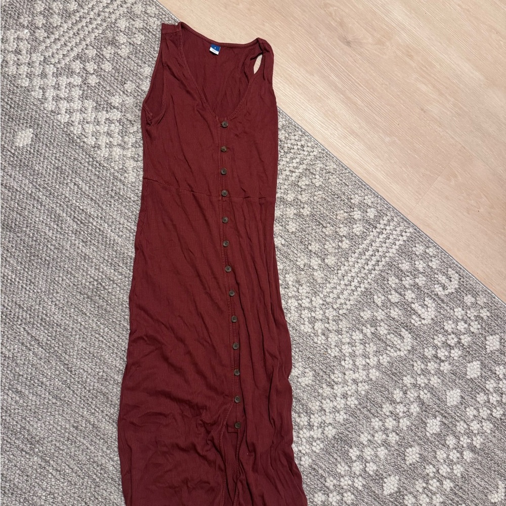 Old Navy Burgundy Button-Front Maxi Dress